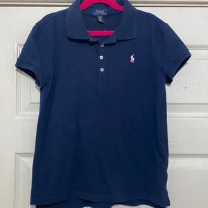 Little girls navy blue polo shirt